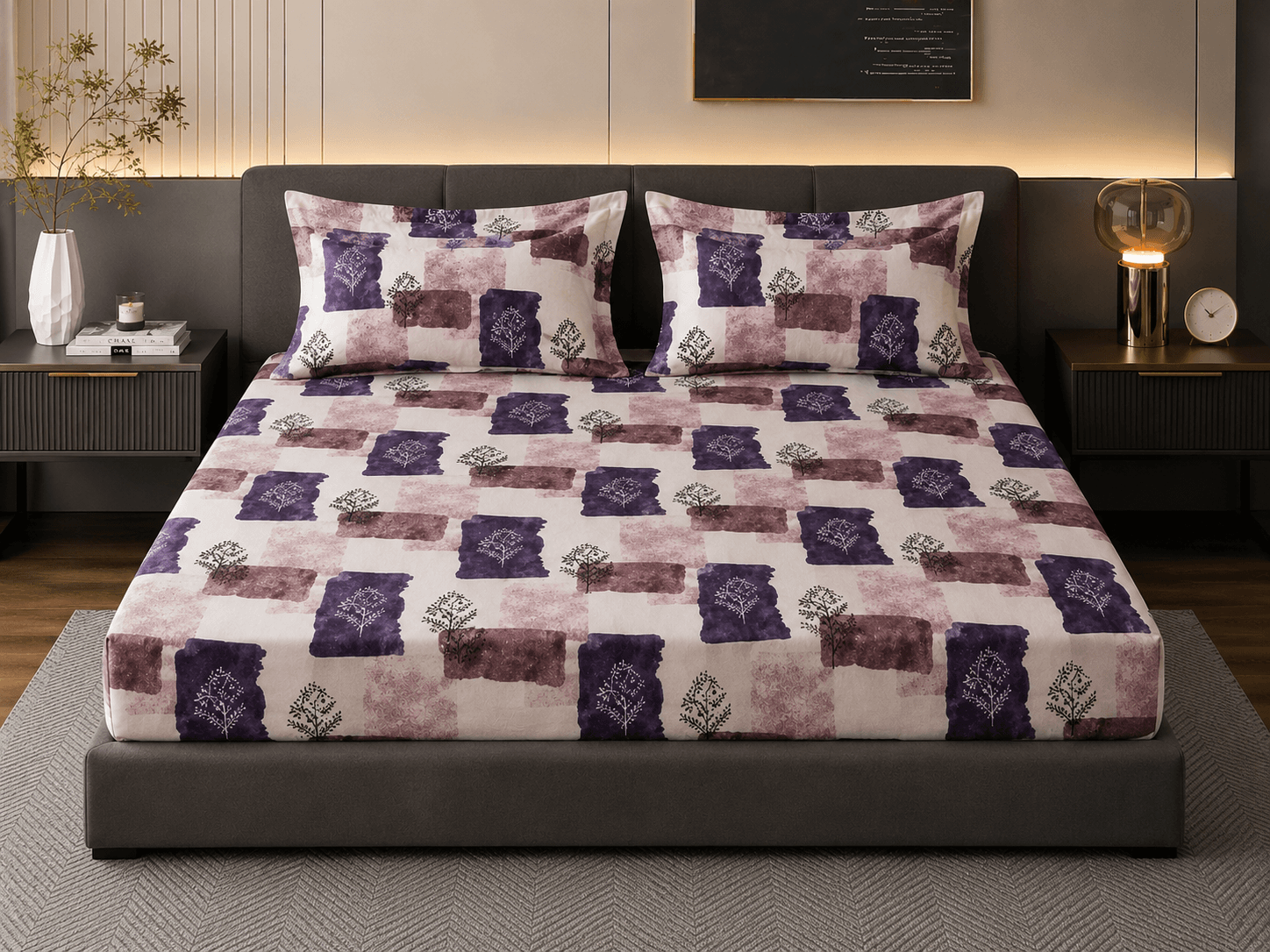 Fitted Bedsheet Set - Purple Mosaic