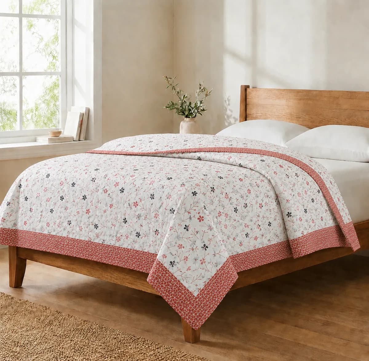 Botanical Cotton Top Sheet - Orange Floral