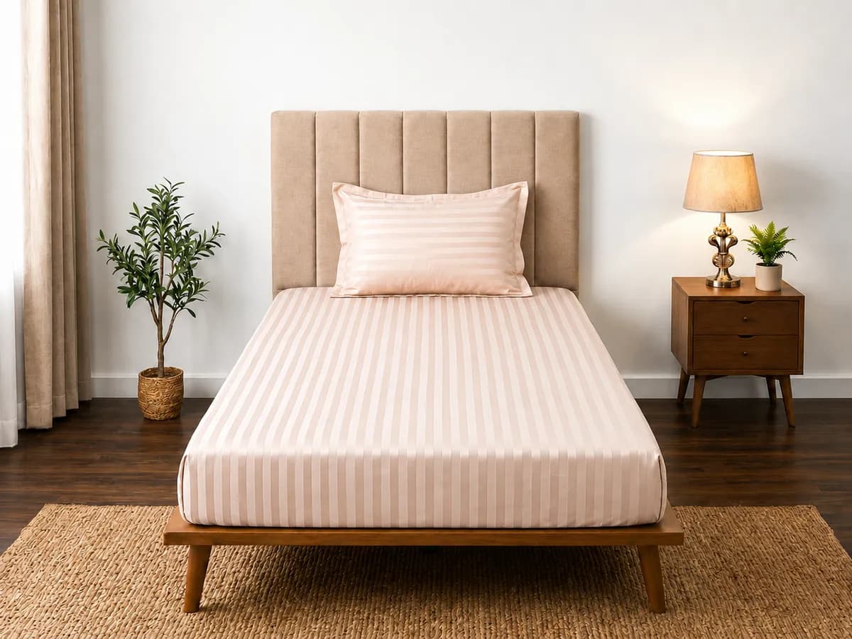 SATIN STRIPS SINGLE BEDSHEET