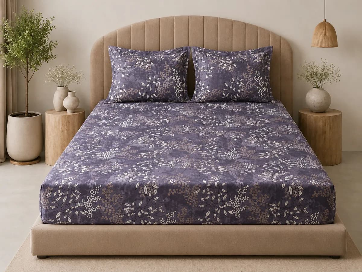 Fitted Bedsheet Set - Dusty Purple Floral