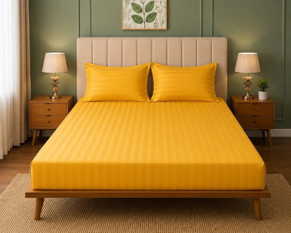 SATIN STRIPS DOUBLE BEDSHEET