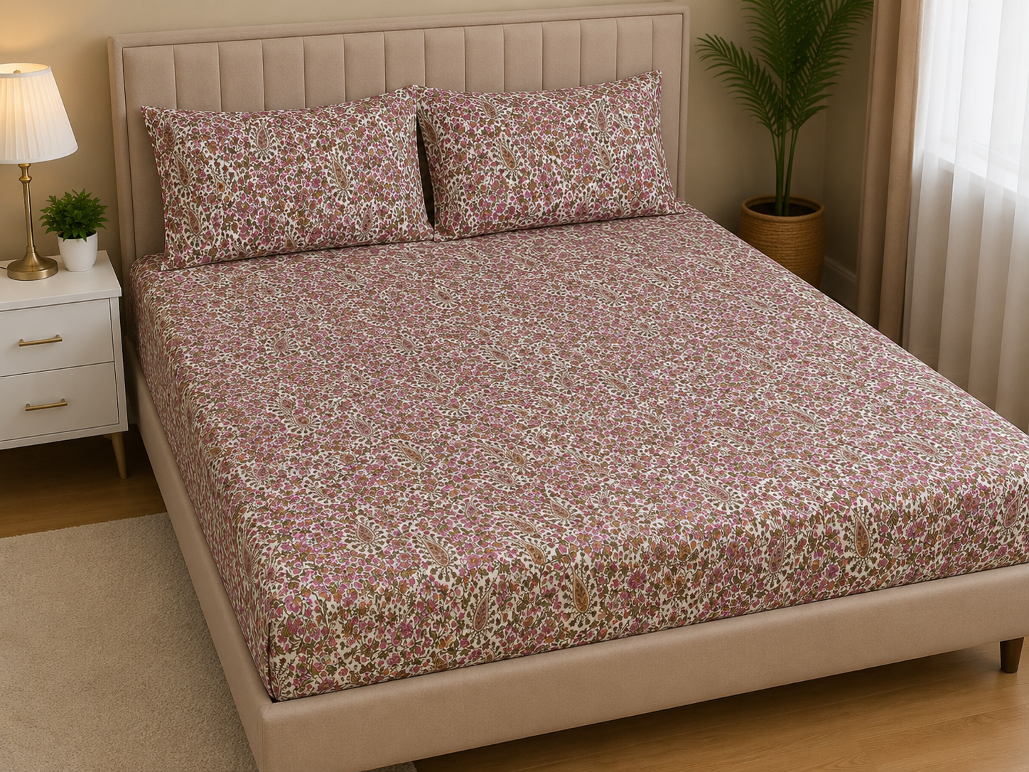 Diwan Bedsheet (70*100) - Pink Floral