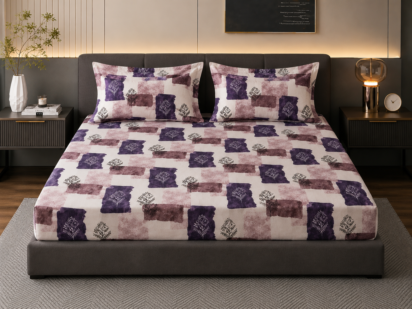 Fitted Bedsheet Set - Purple Mosaic 
